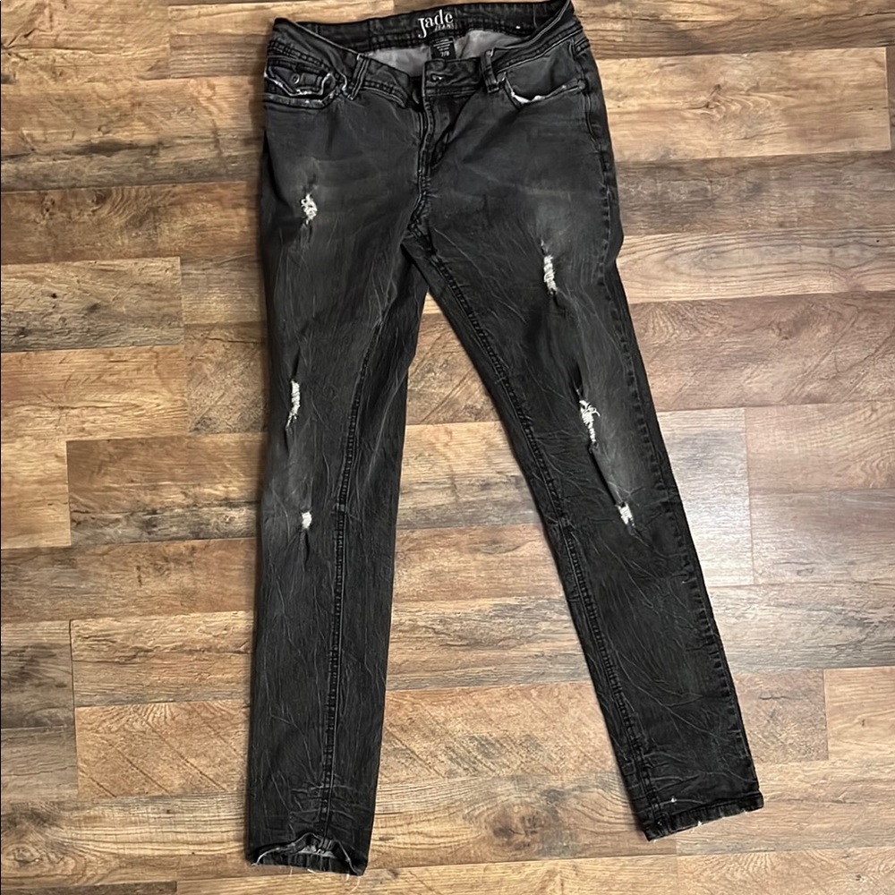 PAIGE Black Distressed Skinny Jeans